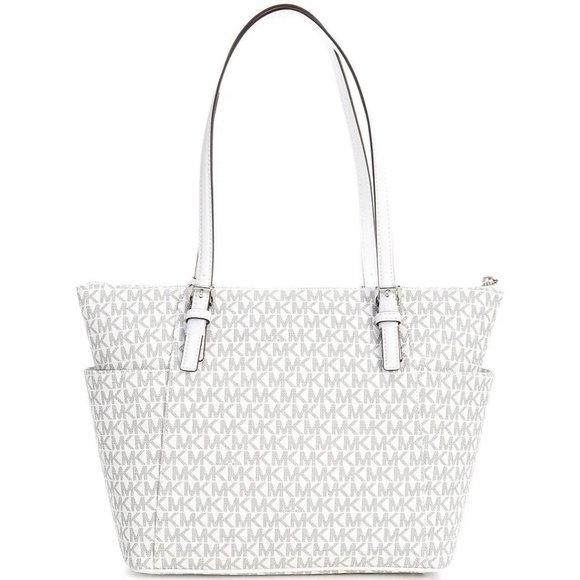 Michael Kors Jet Set East West Top Zip Signature Logo Tote Bag - Picture 2 of 11